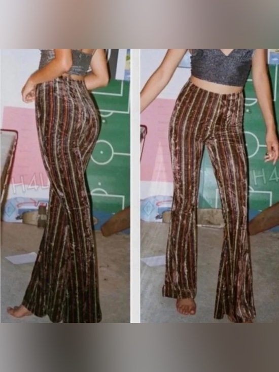 Urban Outfitters Pants - Urban Outfitters⚡️Crushed Velvet Striped Flare Pants
